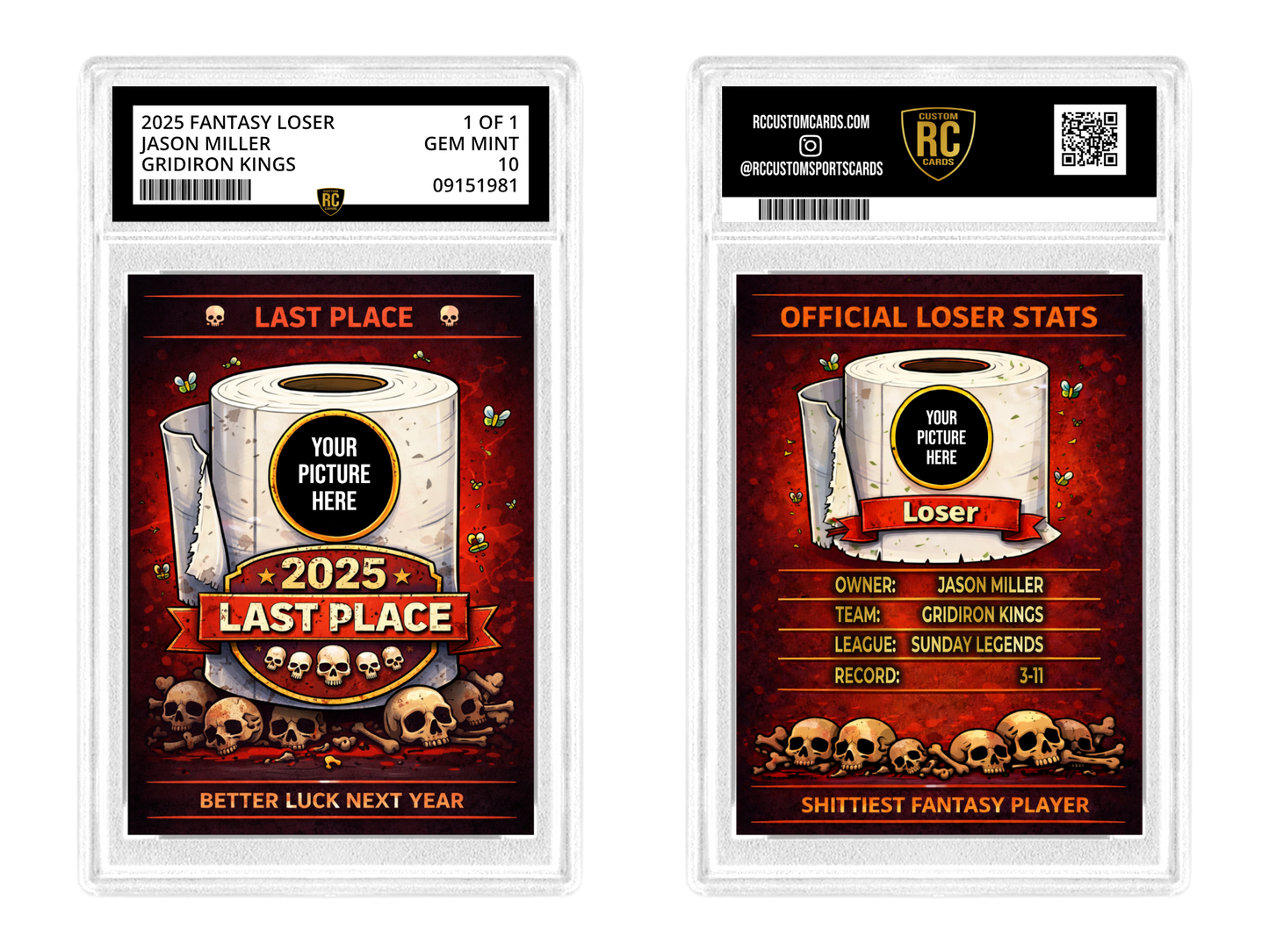 Fantasy Football "Last Place" Graded Card