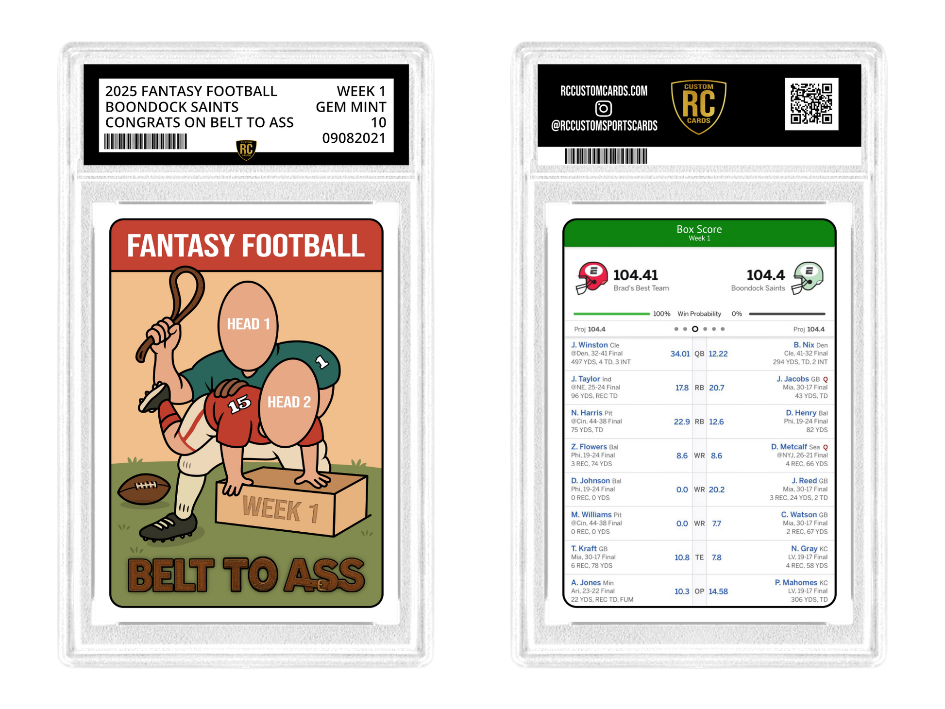 Fantasy Football "BTA" Graded Card Fantasy Football "BTA" Graded Card
