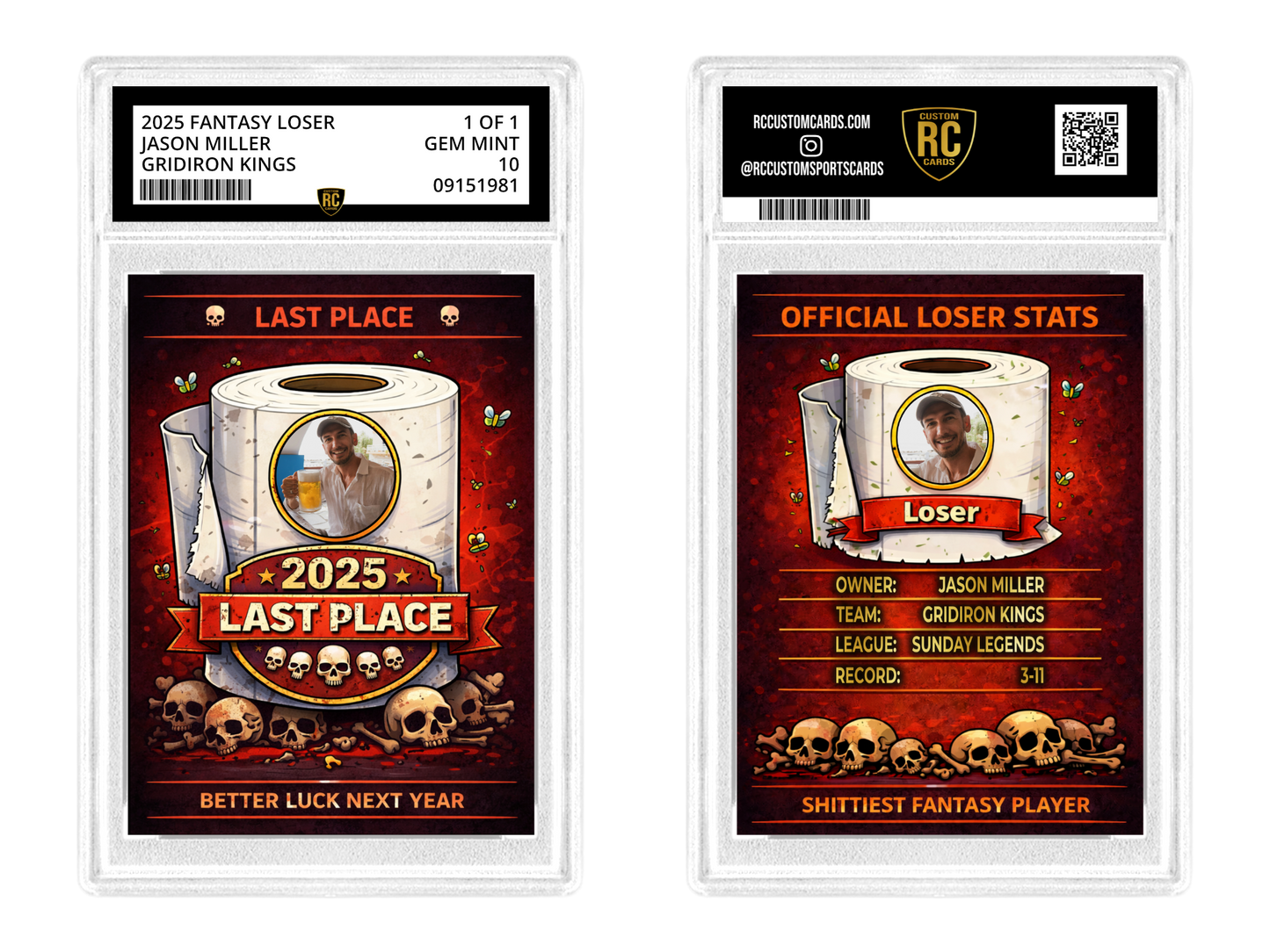Fantasy Football "Last Place" Graded Card