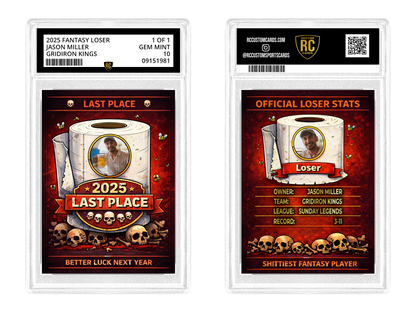 Fantasy Football "Last Place" Graded Card